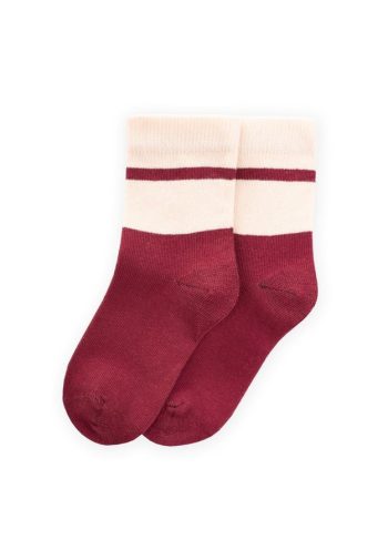 Two-Tone Socks for Ages 3-8 Burgundy