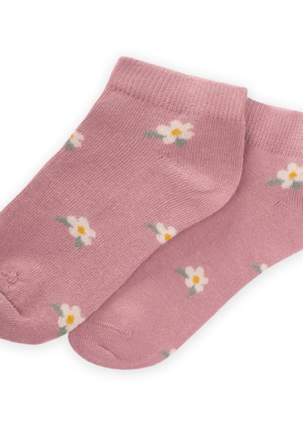 Flower Pattern Kids Socks 5-12 Years Rose Pink