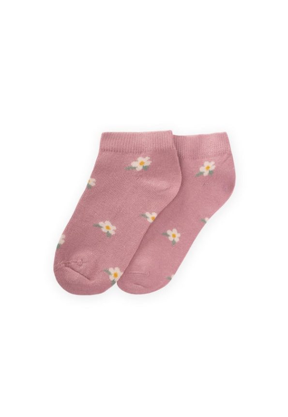 Flower Pattern Kids Socks 5-12 Years Rose Pink