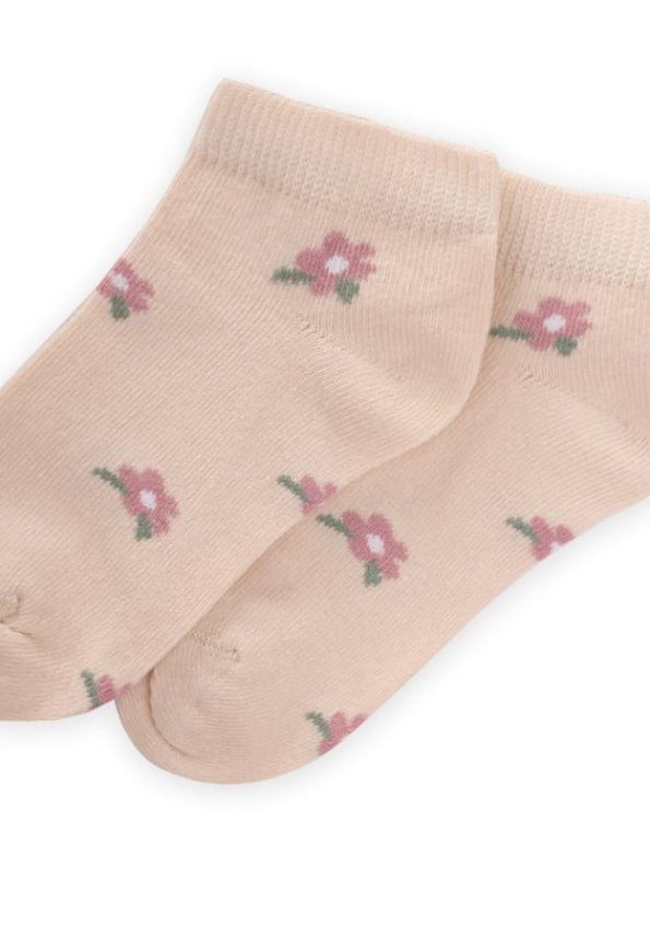 Floral Patterned Children's Ankle Socks for Ages 5-12