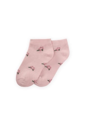 Flower Pattern Children’s Ankle Socks 5-12 Years Pink
