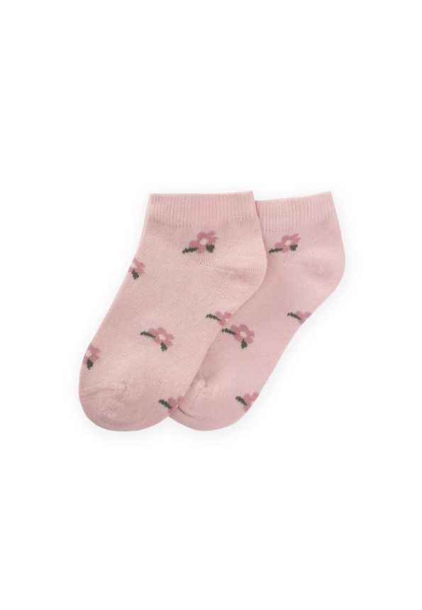 Flower Pattern Children’s Ankle Socks 5-12 Years Pink
