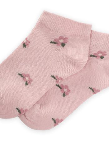 Flower Pattern Children’s Ankle Socks 5-12 Years Pink
