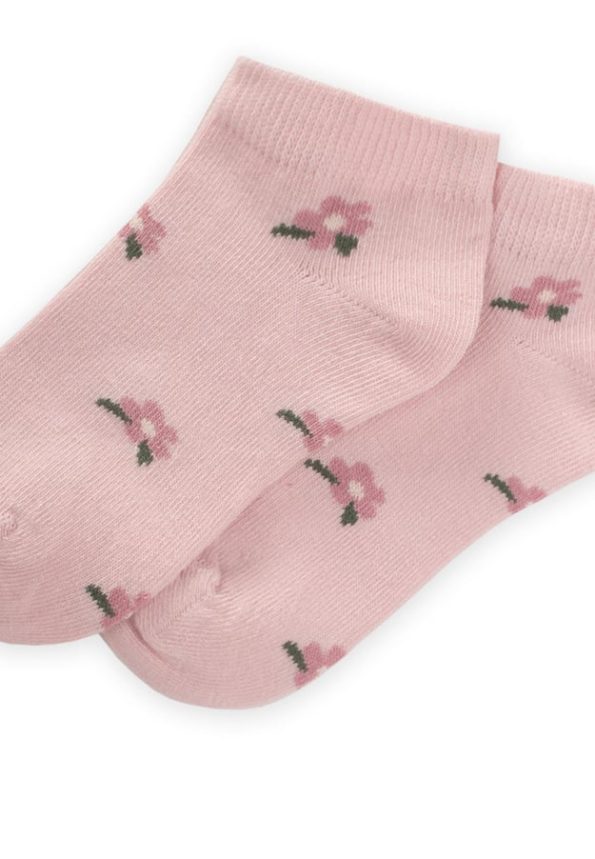 Flower Pattern Children’s Ankle Socks 5-12 Years Pink