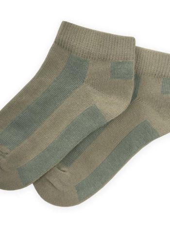 Thick Striped Children's Slipper Socks 5-12 Years Sage - Olive Green