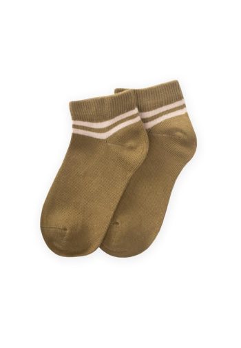 Raw Striped Children's Ankle Socks Age 5-12 Olive Green