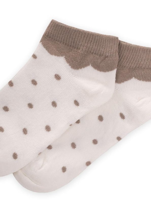Polka Dot Kids Ankle Socks 5-12 Years Mink