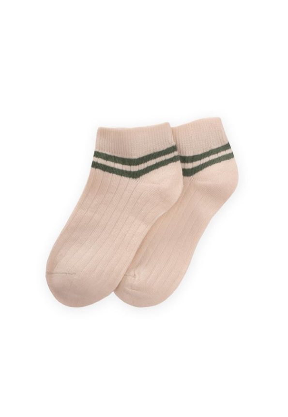 Ground Raw Ankles Striped Kids Slippers 5-12 Years Olive Green