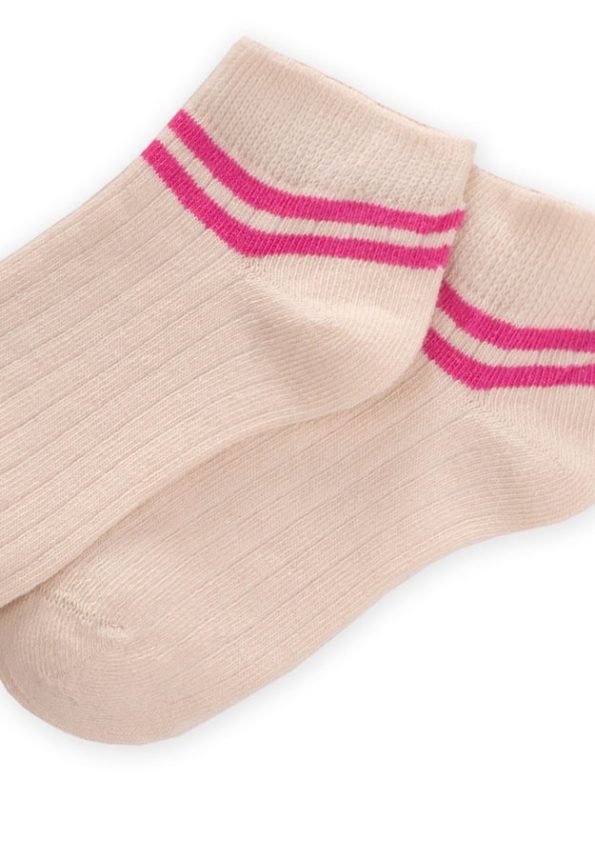 Striped Ankle Socks for Kids Age 5-12 - Fuchsia