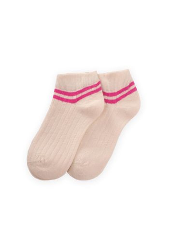 Striped Ankle Socks for Kids Age 5-12 - Fuchsia