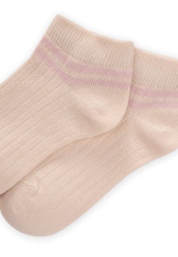 Striped Children's Slippers for Ages 5-12 in Powder Pink