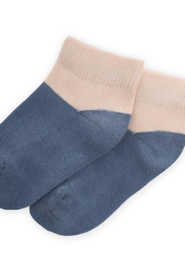 Two-Toned Baby Booties Socks 0-4 Years Indigo Blue