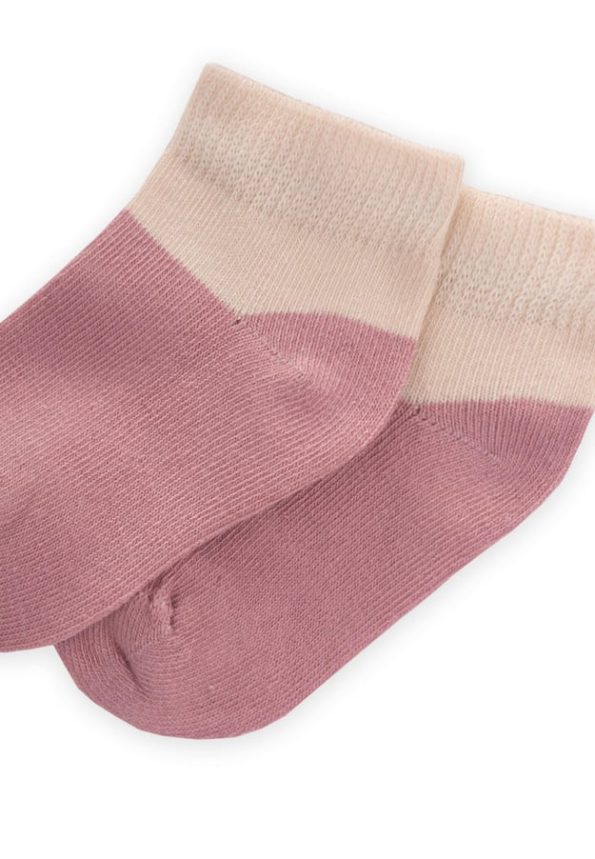 Two-Tone Baby Socks for Ages 0-4 Dusty Pink