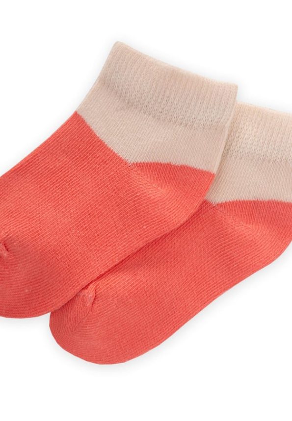 Two-Toned Baby Socks for Ages 0-4 in Peach