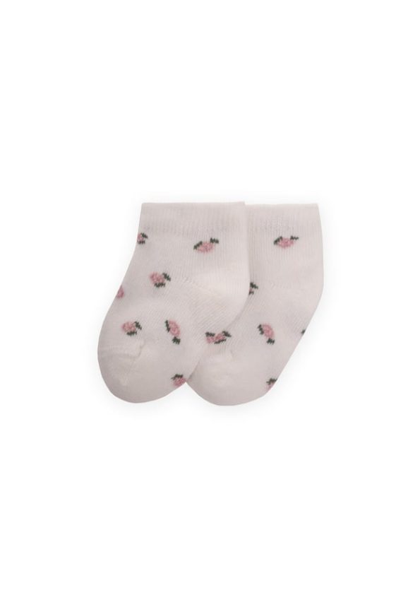 Floral Pattern Baby Booties Socks 0-4 Years Ecru