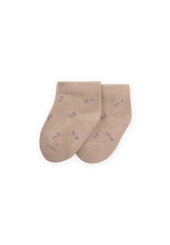 Floral Pattern Baby Booties Socks 0-4 Years Beige