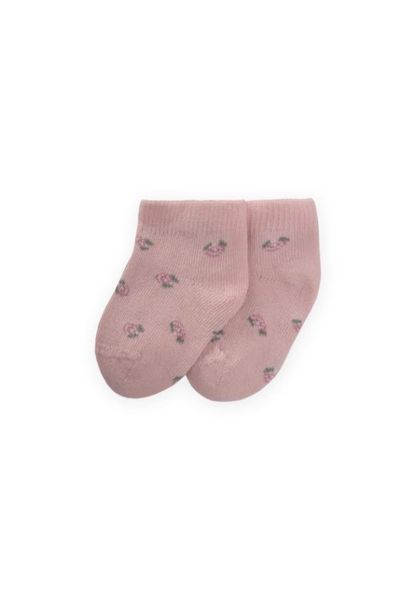 Floral Pattern Baby Booties Socks 0-4 Years Pink