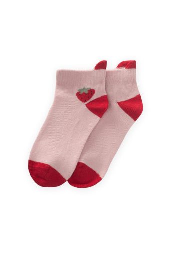 Strawberry Pattern Kids Socks 5-12 Years Pink-Red