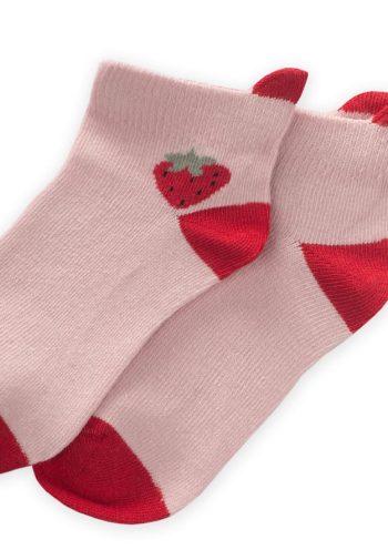 Strawberry Pattern Kids Socks 5-12 Years Pink-Red