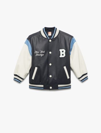 Baby Boy Color Block Bomber Varsity Jacket