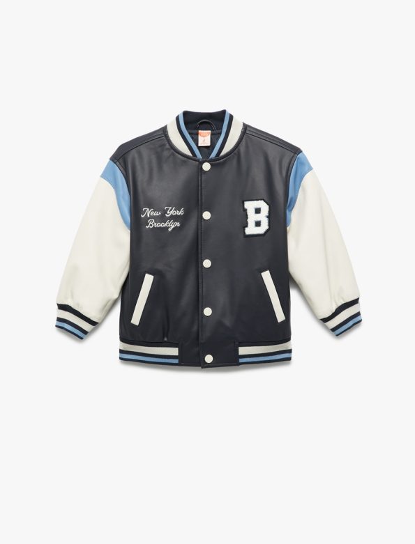 Baby Boy Color Block Bomber Varsity Jacket