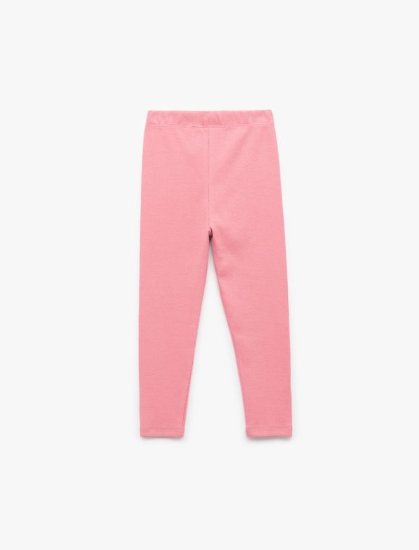 Girls' Cotton Ribbed Elastic Waist Basic Long Leggings