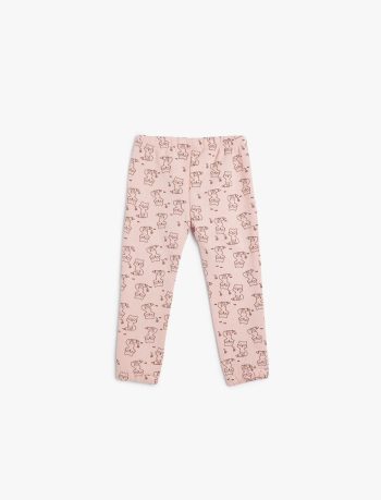Girls' Baby Jogger Sweatpants with Elastic Waistband and Fox Print