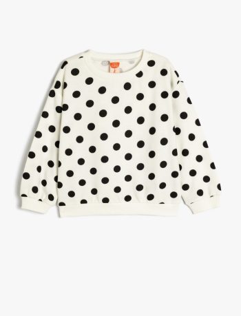 Girls' Cotton Long Sleeve Crew Neck Sweatshirt with Print