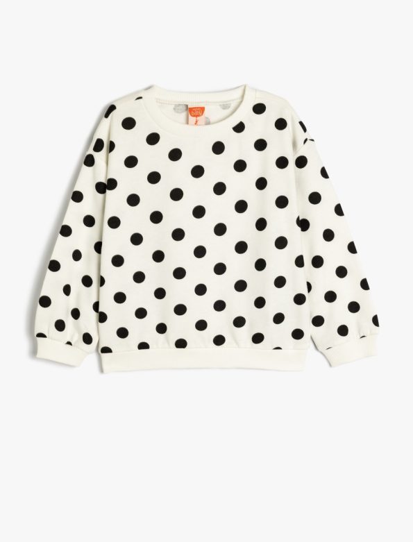 Girls' Cotton Long Sleeve Crew Neck Sweatshirt with Print