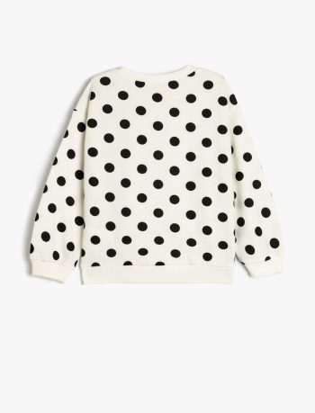 Girls' Cotton Long Sleeve Crew Neck Sweatshirt with Print