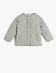 Girls' Quilted Pocket Long Sleeve Crew Neck Jacket