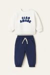 Baby Cotton Navy Ciao Amore Sweatshirt and Gray Tracksuit Set - Comfortable Daily Style
