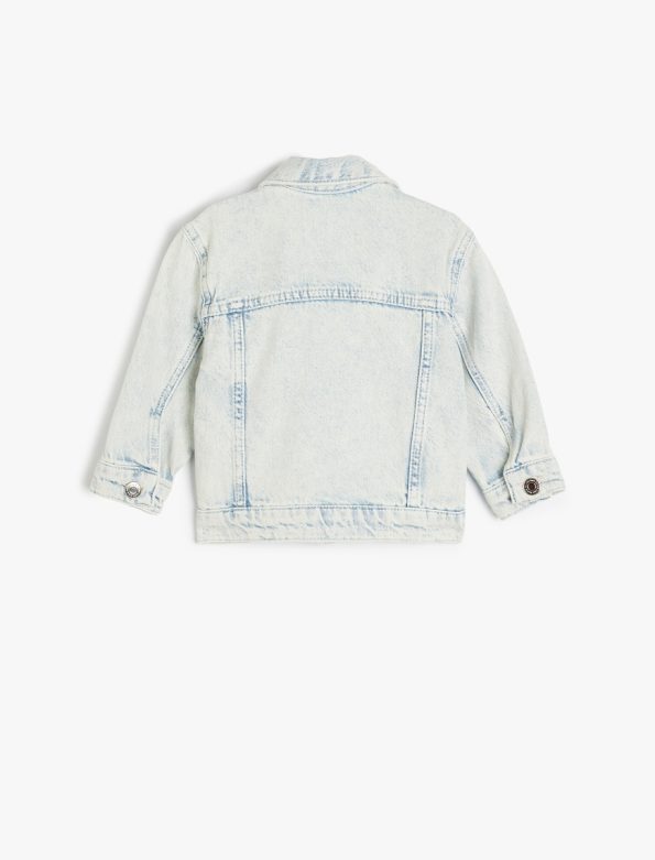 Girls' Flower Embroidered Button-Up Denim Jacket