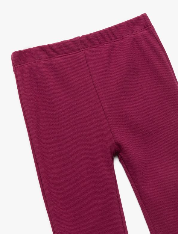 Girls' Cotton Ribbed Basic Flared Leggings