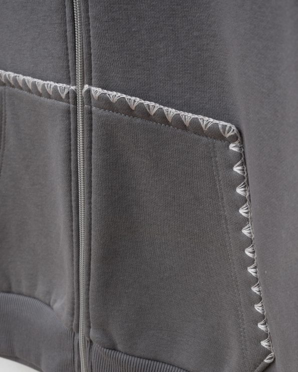 Girls' Cotton Grey Zip-Up Tracksuit - Comfortable with Pockets