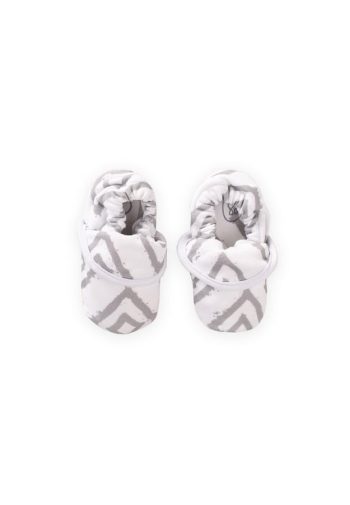Elastic Back Baby Booties 16-23 Months Cream Checkered