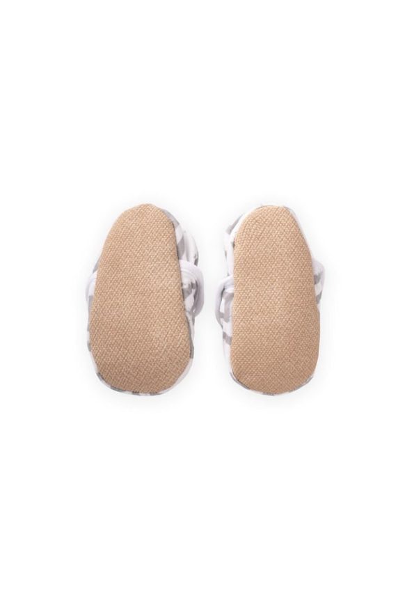 Elastic Back Baby Booties 16-23 Months Cream Checkered