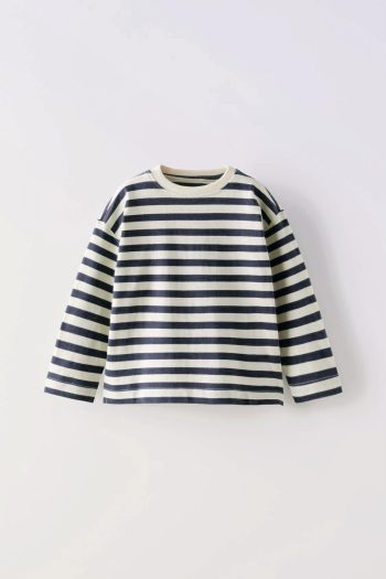 Unisex Kids Cotton Colorful Striped Long Sleeve T-Shirt Set - Green, Navy, Red