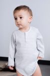 Adjustable Snap-Closure Modal Baby Bodysuit Long Sleeve Blue