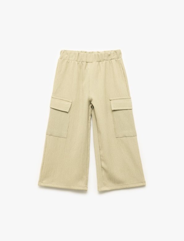 Girls' Baby Elastic Waist Wide Leg Cargo Pants
