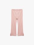 Girls' Baby Elastic Waistband Ribbed Flared Leggings with Slit Details
