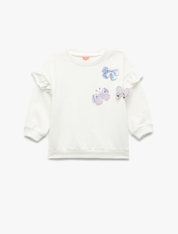 Girls' Long Sleeve Butterfly Detail Frill Sweatshirt