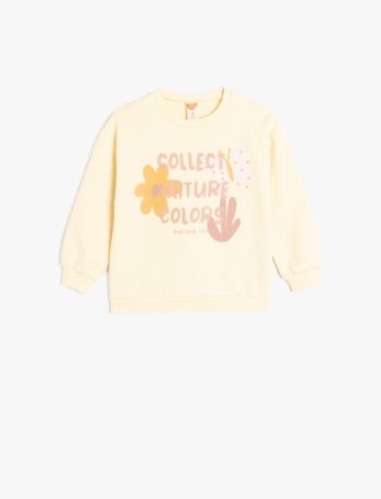 Girls' Cotton Slogan Print Long Sleeve Crew Neck Sweatshirt