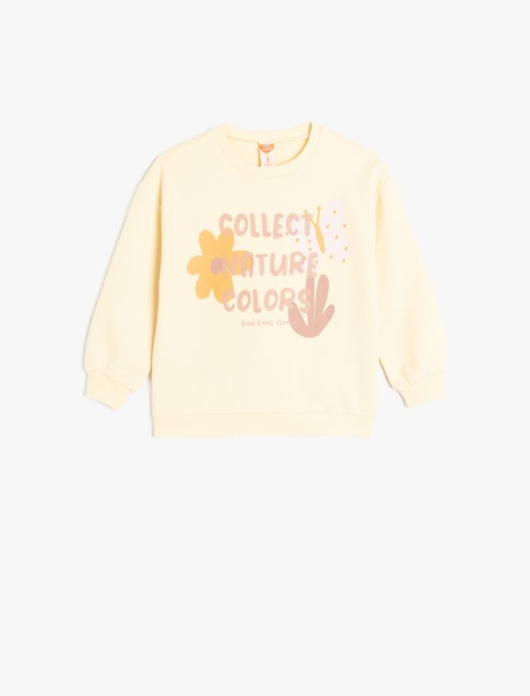Girls' Cotton Slogan Print Long Sleeve Crew Neck Sweatshirt