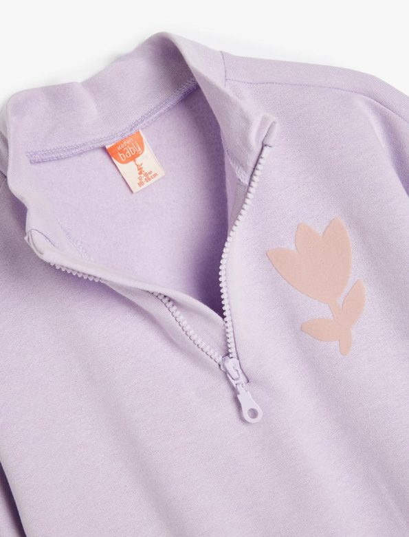 Girls' Baby Sweatshirt with High Neck and Half Zipper