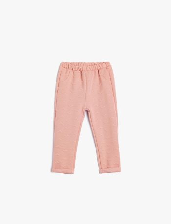 Girls' Baby Elastic Waist Textured Basic Sweatpants