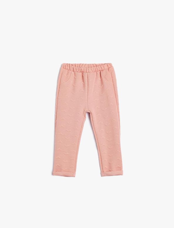 Girls' Baby Elastic Waist Textured Basic Sweatpants