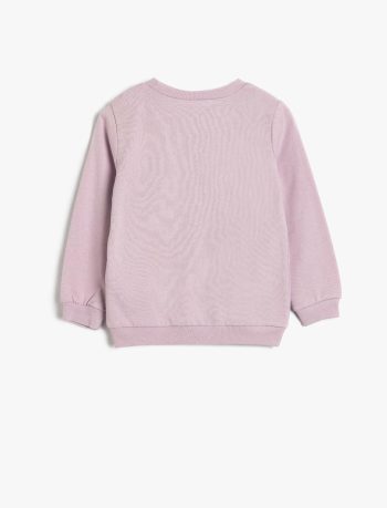 Girls' Baby Sweatshirt with Printed Details and Long Sleeves