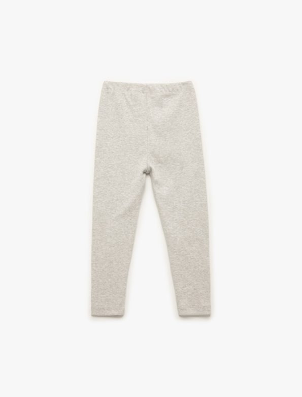 Girls' Cotton Ribbed Basic Long Leggings