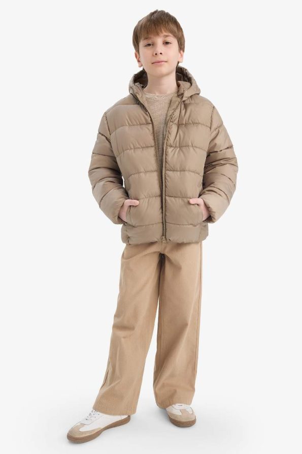 Boys' Waterproof Hooded Zippered Puffer Jacket
